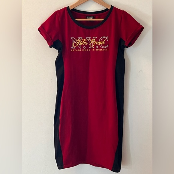FUBU | Vintage Y2K Red and Black Streetwear Mini Dress - Size Large - Picture 2 of 10